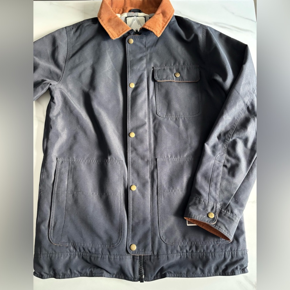 Burton men's navy canvas plaid lined jacket sz S